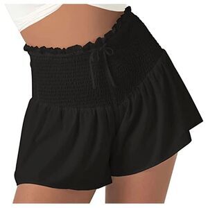 NEW comfy High Waisted Shorts Black Ruched L